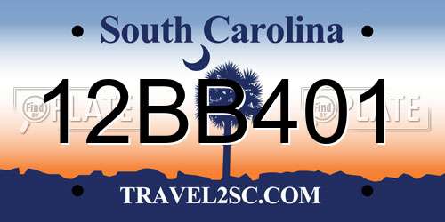 12BB401 South Carolina License Plate