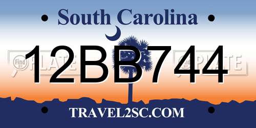 12BB744 South Carolina License Plate