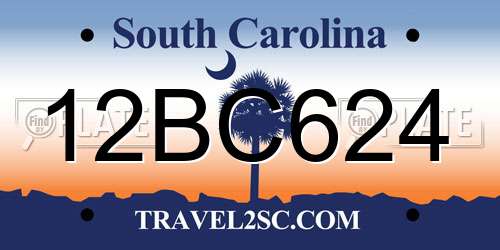 12BC624 South Carolina License Plate