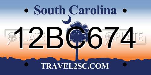 12BC674 South Carolina License Plate