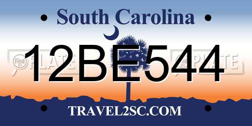 12BE544 South Carolina License Plate