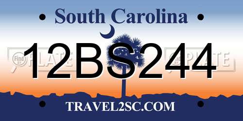 12BS244 South Carolina License Plate