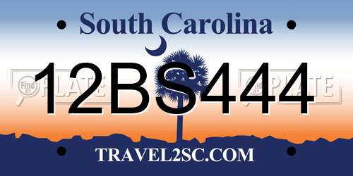 12BS444 South Carolina License Plate