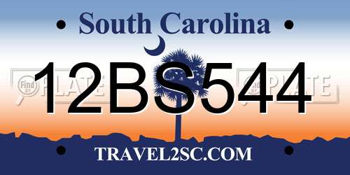 12BS544 South Carolina License Plate