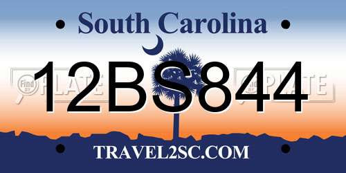 12BS844 South Carolina License Plate