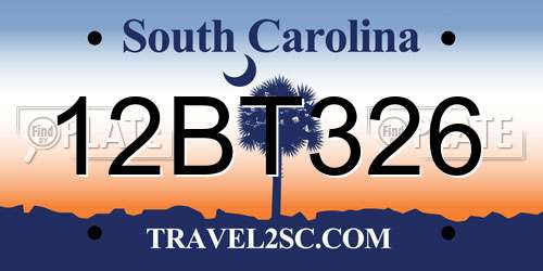 12BT326 South Carolina License Plate