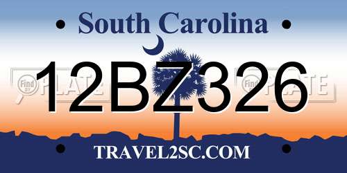 12BZ326 South Carolina License Plate
