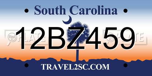 12BZ459 South Carolina License Plate