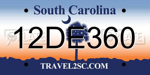 12DE360 South Carolina License Plate