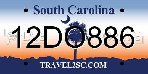 12DO886 South Carolina License Plate