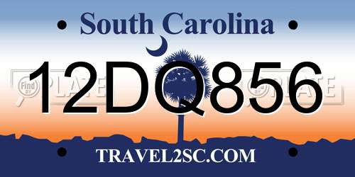 12DQ856 South Carolina License Plate