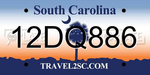 12DQ886 South Carolina License Plate