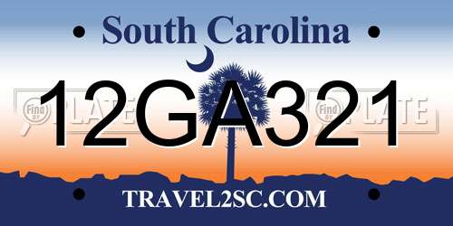 12GA321 South Carolina License Plate