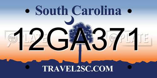 12GA371 South Carolina License Plate