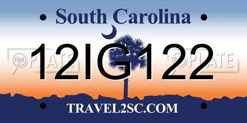 12IG122 South Carolina License Plate