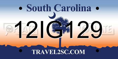 12IG129 South Carolina License Plate