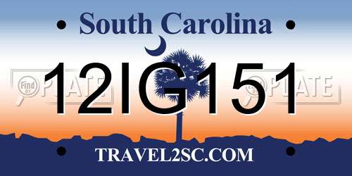 12IG151 South Carolina License Plate