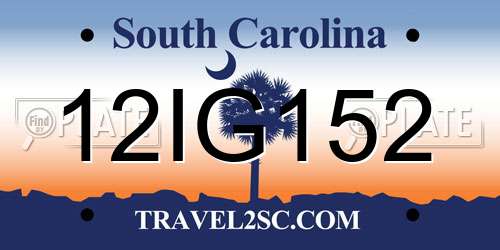 12IG152 South Carolina License Plate