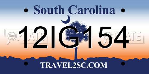 12IG154 South Carolina License Plate