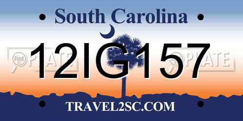 12IG157 South Carolina License Plate
