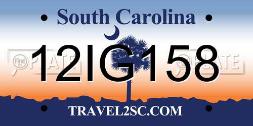12IG158 South Carolina License Plate