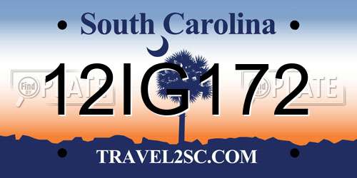 12IG172 South Carolina License Plate