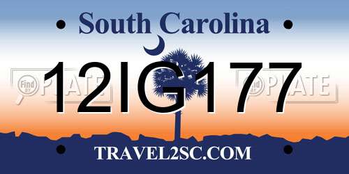 12IG177 South Carolina License Plate