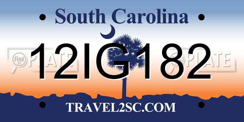 12IG182 South Carolina License Plate