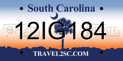12IG184 South Carolina License Plate