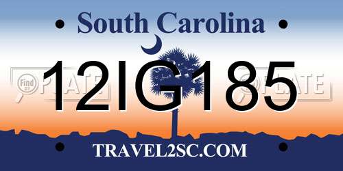 12IG185 South Carolina License Plate