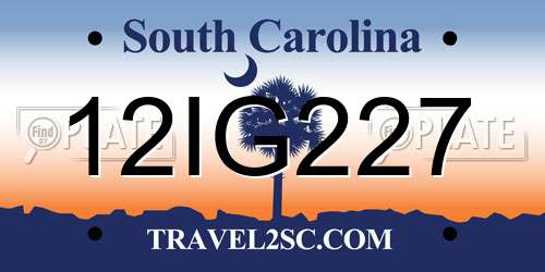 12IG227 South Carolina License Plate