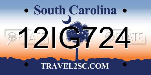 12IG724 South Carolina License Plate