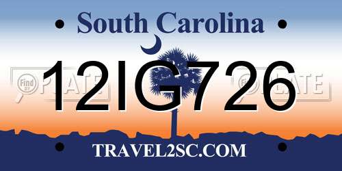 12IG726 South Carolina License Plate