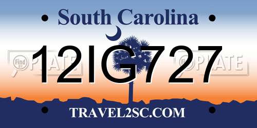 12IG727 South Carolina License Plate