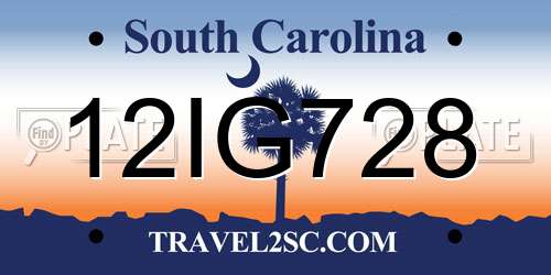 12IG728 South Carolina License Plate