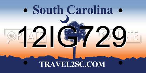 12IG729 South Carolina License Plate