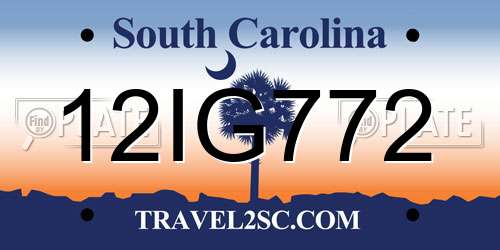 12IG772 South Carolina License Plate