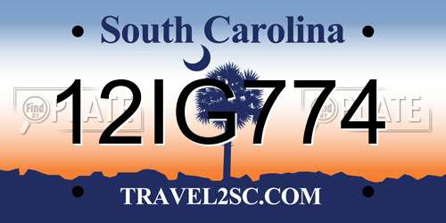 12IG774 South Carolina License Plate