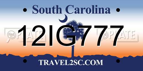 12IG777 South Carolina License Plate