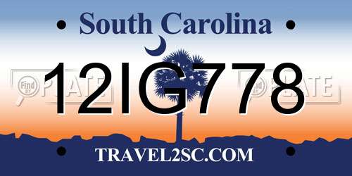 12IG778 South Carolina License Plate