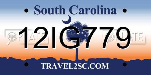 12IG779 South Carolina License Plate
