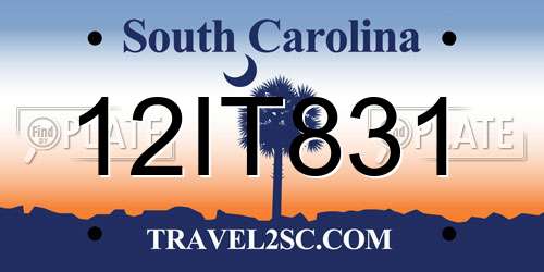 12IT831 South Carolina License Plate