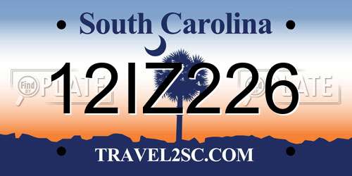 12IZ226 South Carolina License Plate
