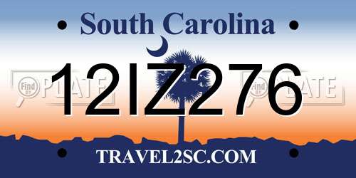 12IZ276 South Carolina License Plate