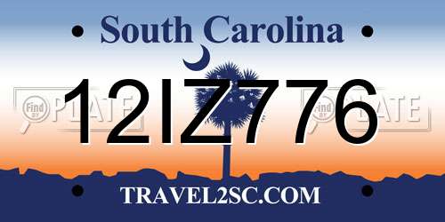 12IZ776 South Carolina License Plate