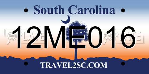12ME016 South Carolina License Plate