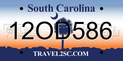12OD586 South Carolina License Plate