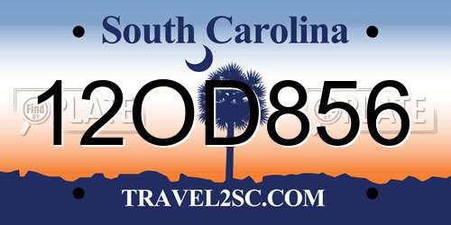 12OD856 South Carolina License Plate