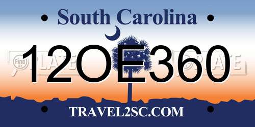 12OE360 South Carolina License Plate