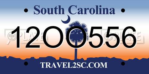 12OO556 South Carolina License Plate
